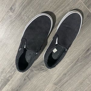 Vans Grey Suede Sherpa Classic Slip-On Shoes